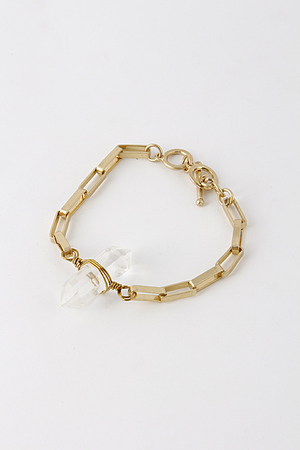 Clear Stone Wired Rectangle Chain Hinge Bracelet 5FCE13